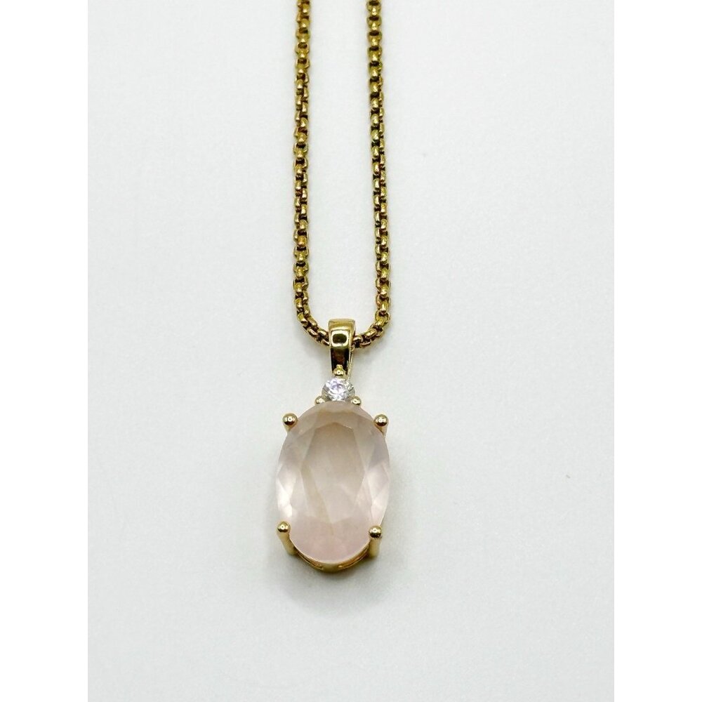 Rose Quartz Gold Tone Necklace Pendant‎ Chakra